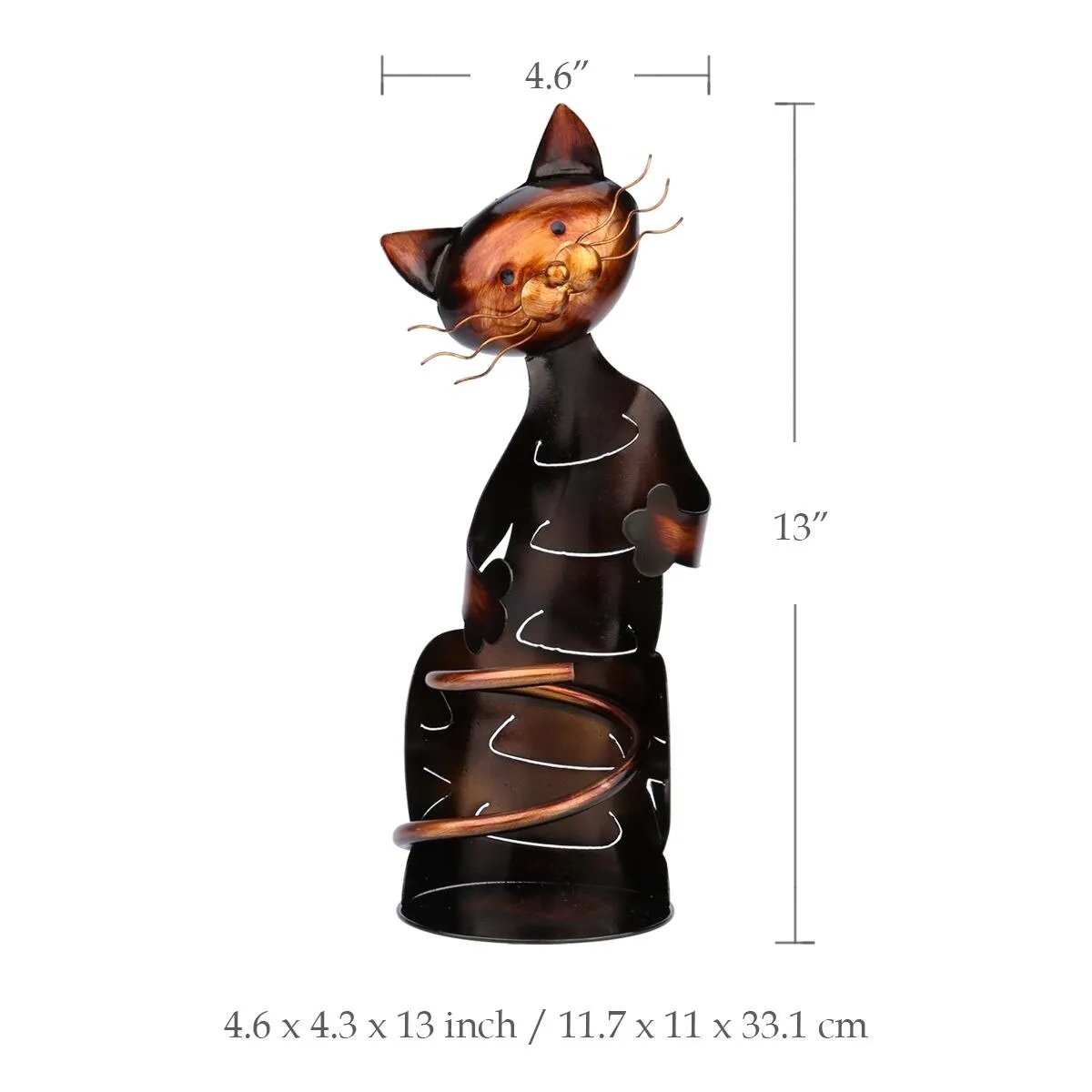 Cute Cat Metal Sculpture Wine Rack Wine Holder