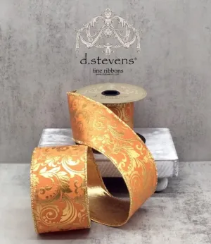 D. Stevens 2.5" Taffeta Gold Foil Acanthus Leaves, Gold Back (10 Yards) 09-4883