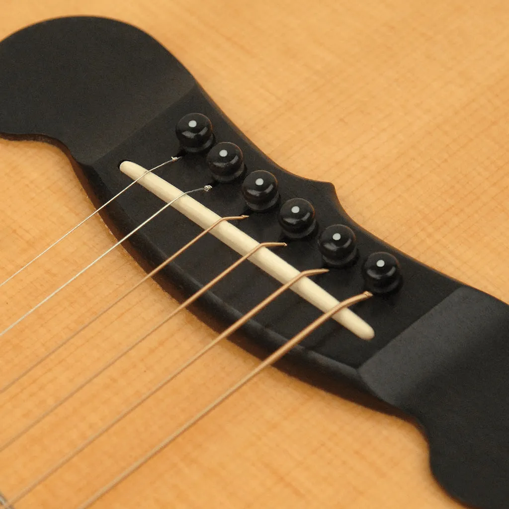 D'Addario PWPS10 Molded Bridge Pins with End Pin, Set of 7, Ebony with Ivory Dot