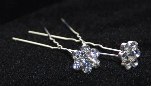 Daisy Crystal Hair Pins - Pair