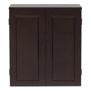Dark Birch Wood Finish Bathroom Wall Cabinet