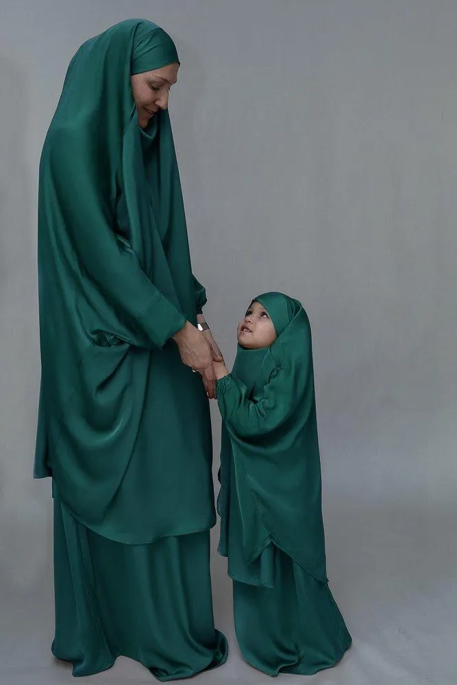 Dark Green Adult prayer gown from "Mommy and Me" Prayer Khimar collection