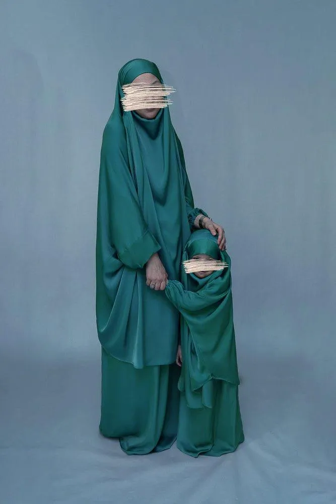 Dark Green Adult prayer gown from "Mommy and Me" Prayer Khimar collection