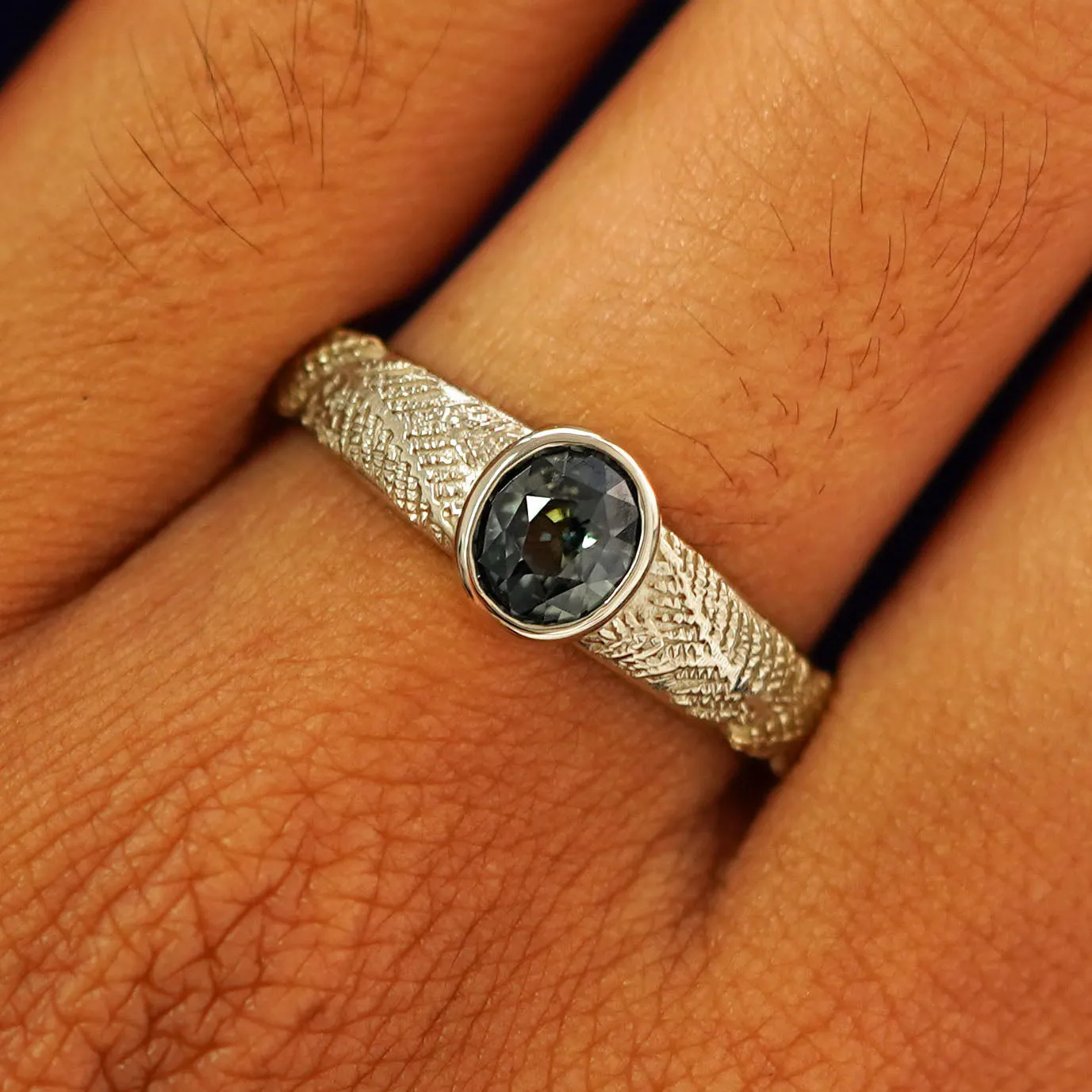 Dark Green Sapphire Pine Ring