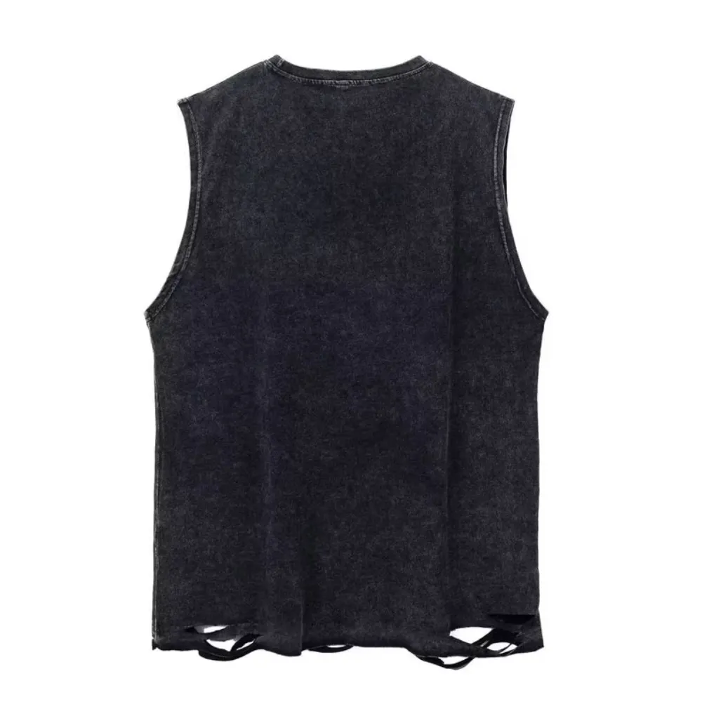 Dark Skull Ripped Cotton Vest
