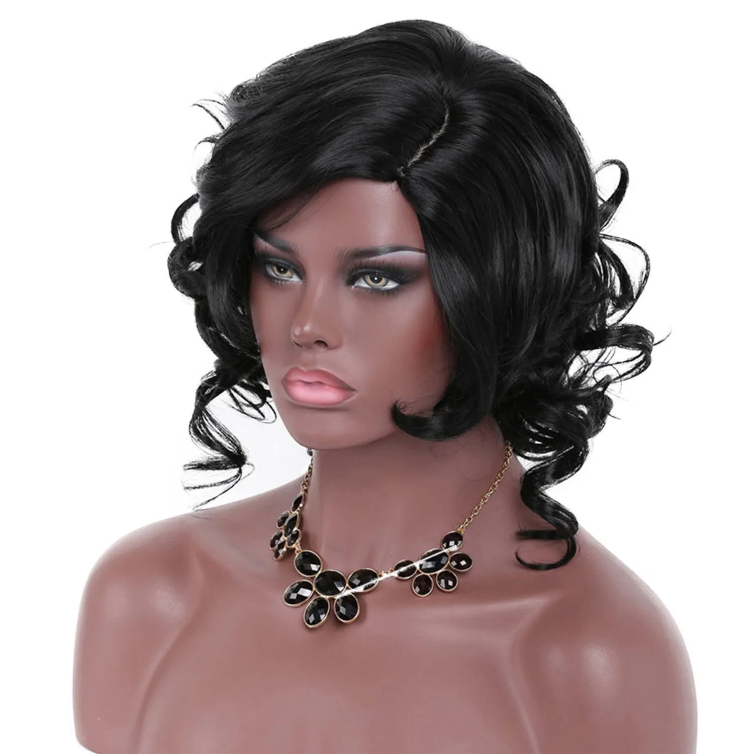 Debbie | Black Medium Curly Synthetic Hair Wig