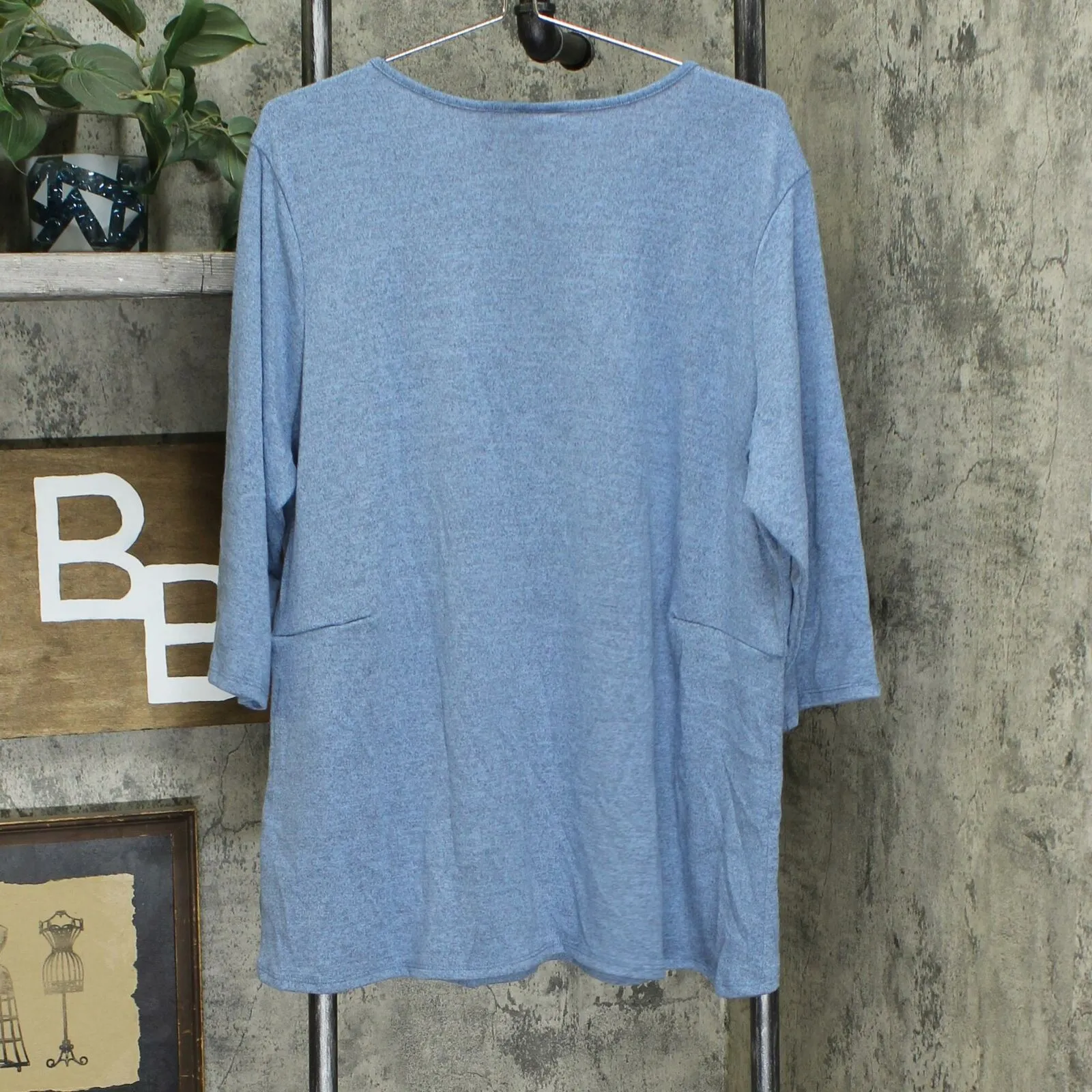 Denim & Co. Essentials Petite Heavenly Jersey Tunic Top Denim Blue PXL