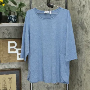 Denim & Co. Essentials Petite Heavenly Jersey Tunic Top Denim Blue PXL