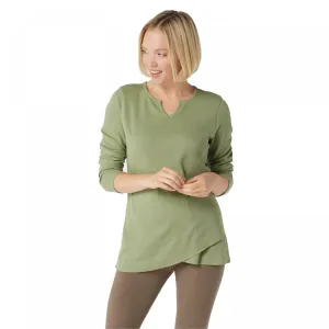 Denim & Co. Plus Size Active Long-Sleeve Seam Details Waffle Knit Top