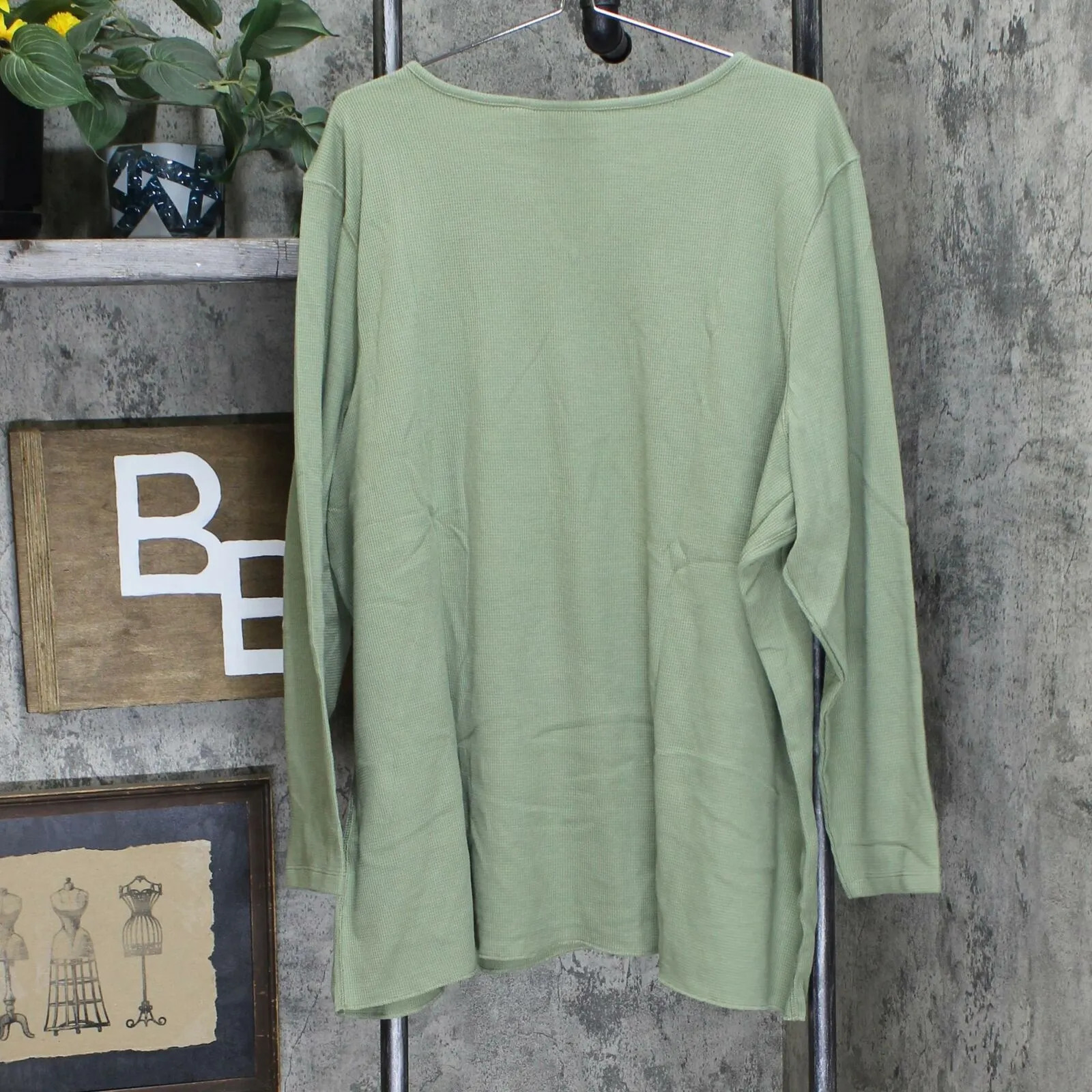Denim & Co. Plus Size Active Long-Sleeve Seam Details Waffle Knit Top