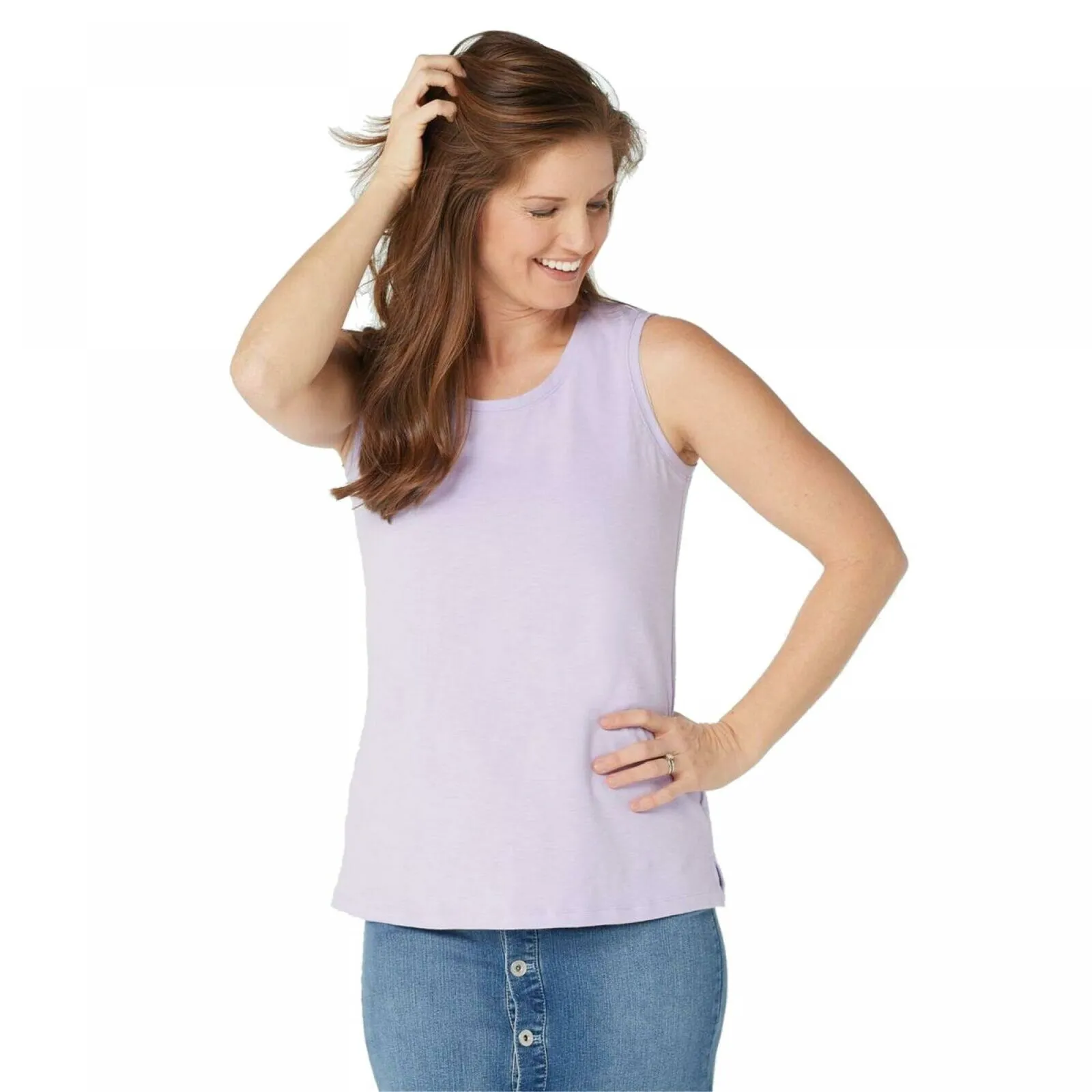 Denim & Co. Plus Size Scoop Neck Twisted Back Tank Top
