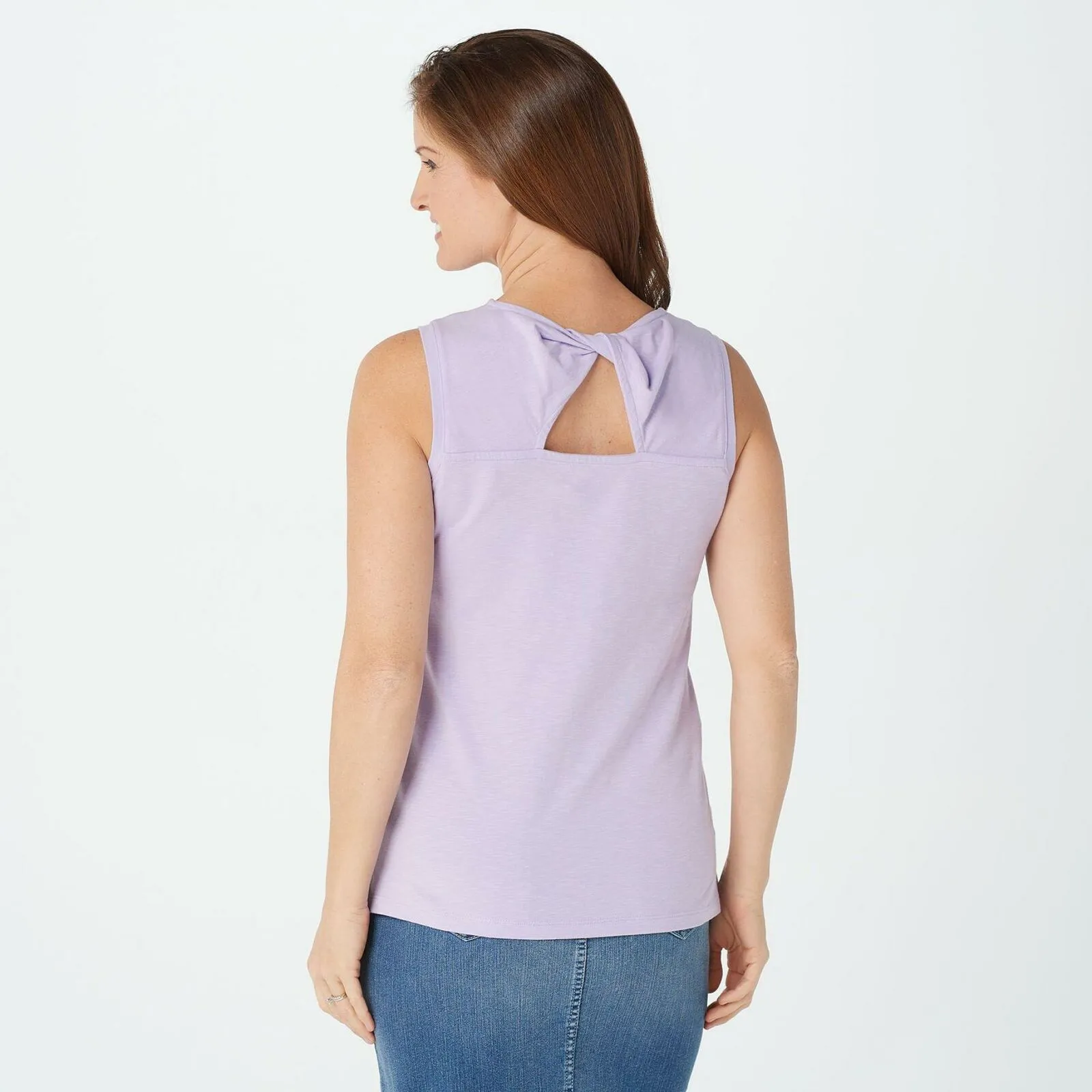 Denim & Co. Plus Size Scoop Neck Twisted Back Tank Top