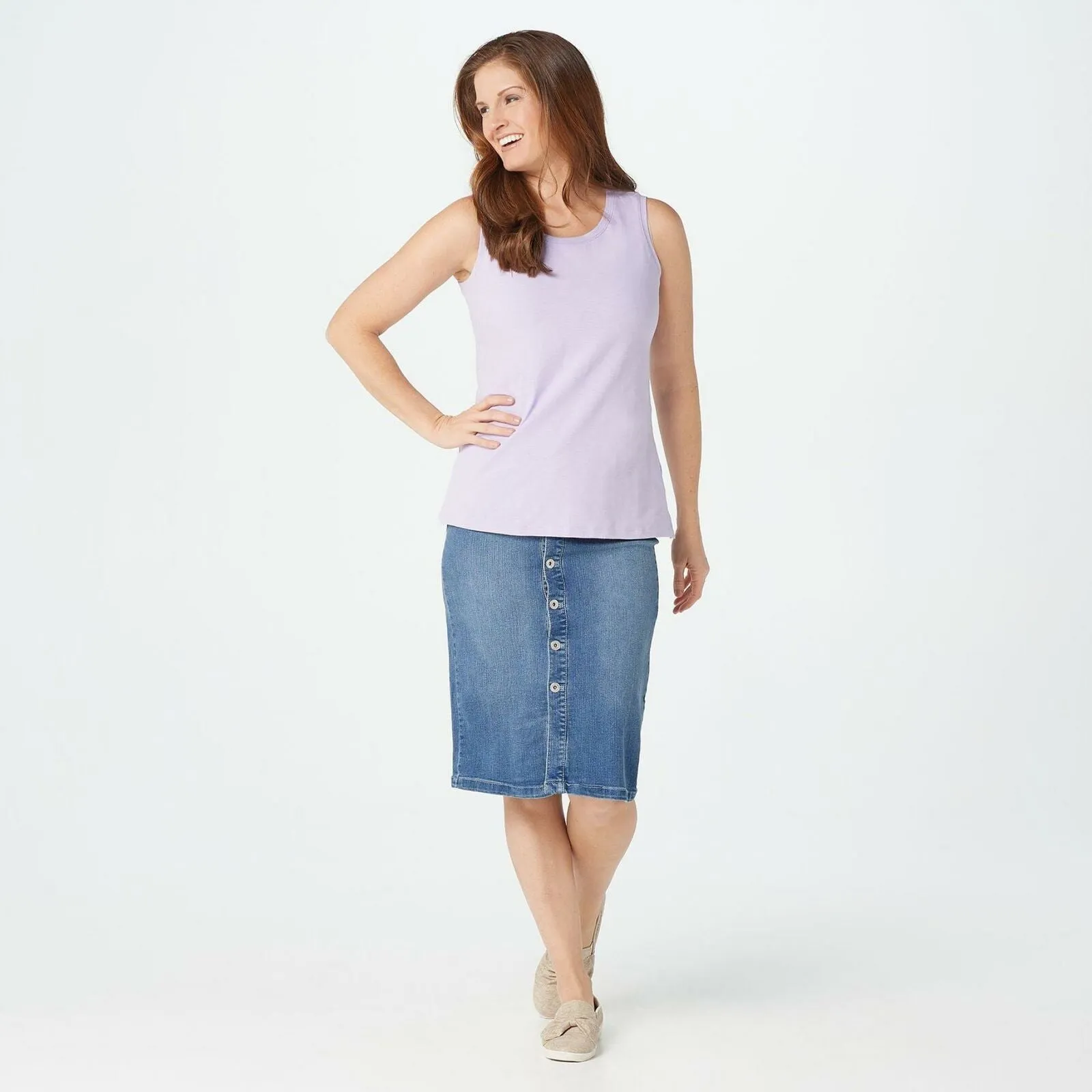 Denim & Co. Plus Size Scoop Neck Twisted Back Tank Top