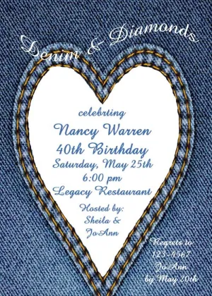 DENIM HEART POCKET CUSTOM INVITATION