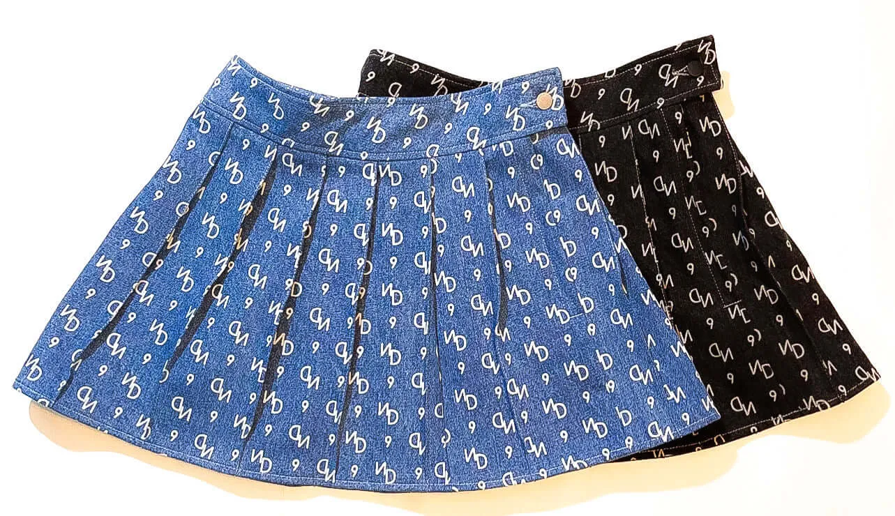 Denim logo Print Tennis Skirt