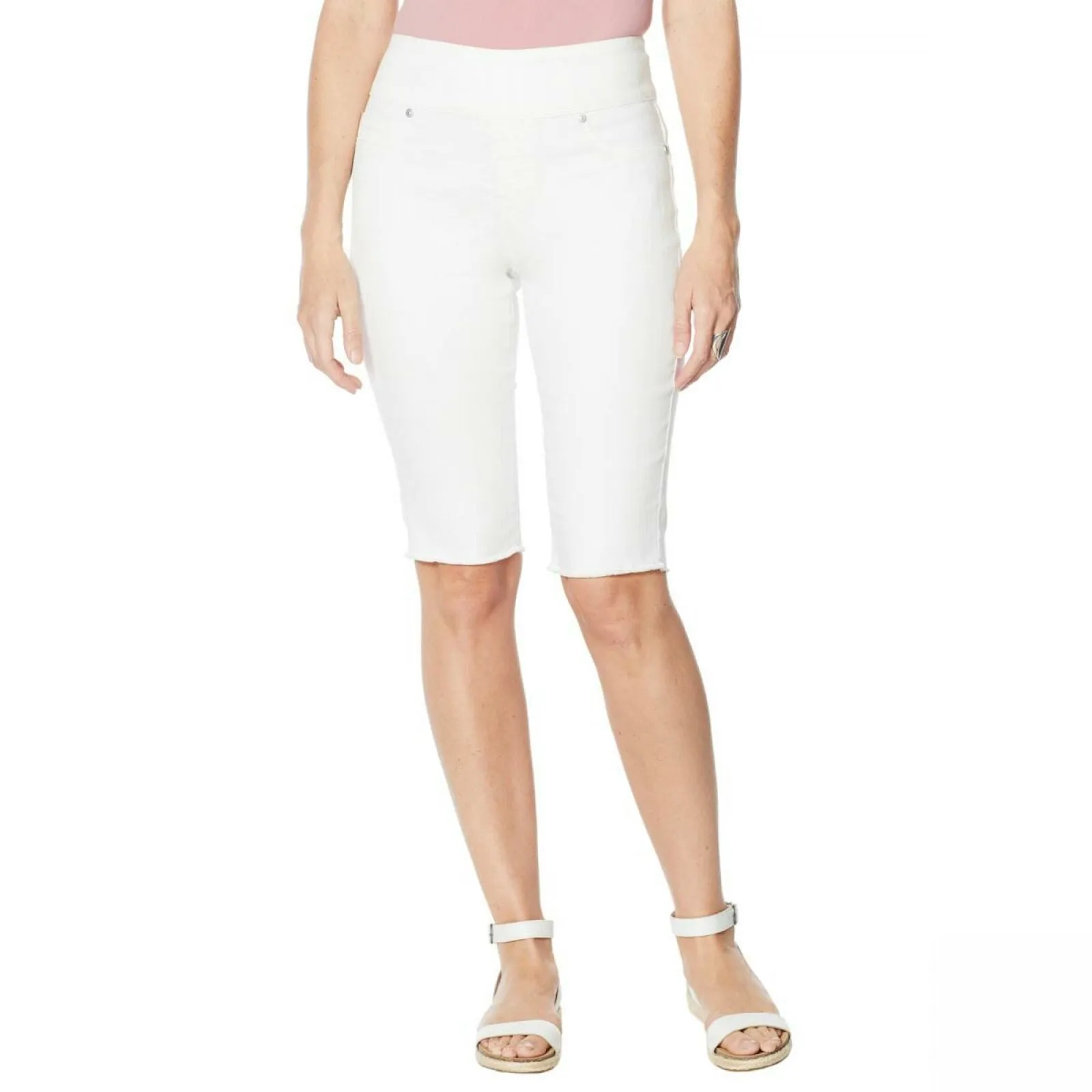 DG2 by Diane Gilman Classic Stretch Pull On Bermuda Short Ivory Small