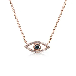 DIAMOND EVIL EYE NECKLACE WITH BEZEL SET SAPPHIRE