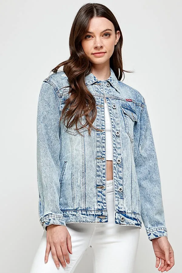 Distressed Casual Denim Jacket