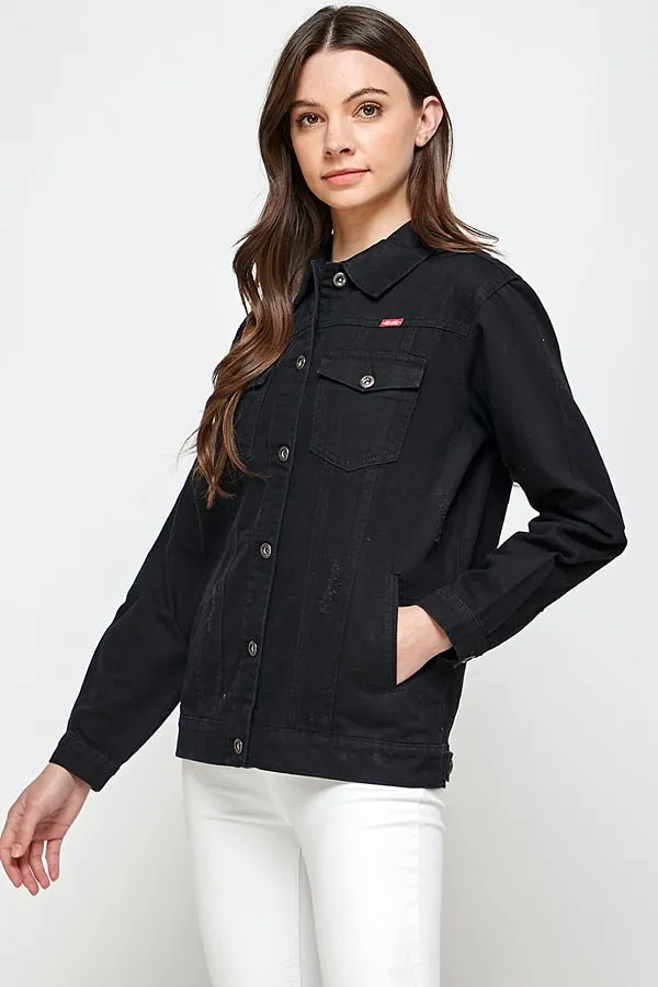 Distressed Casual Denim Jacket