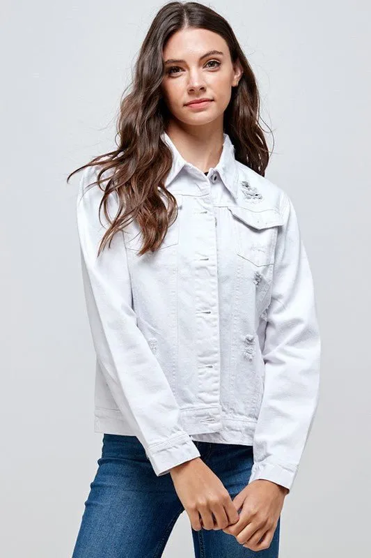 Distressed Casual Denim Jacket