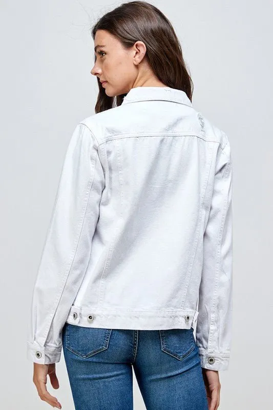 Distressed Casual Denim Jacket