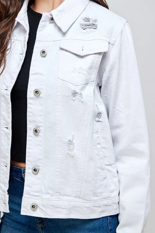Distressed Casual Denim Jacket