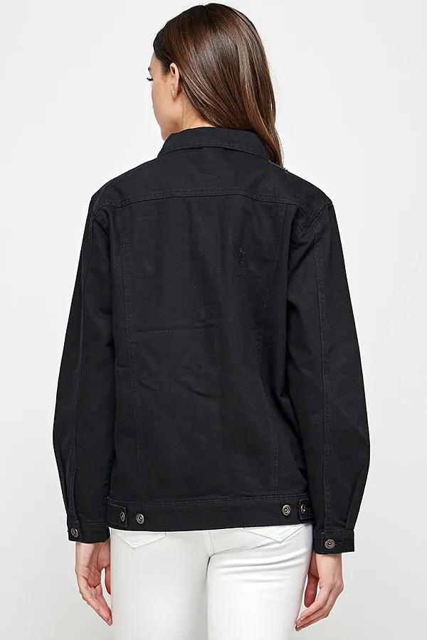 Distressed Casual Denim Jacket