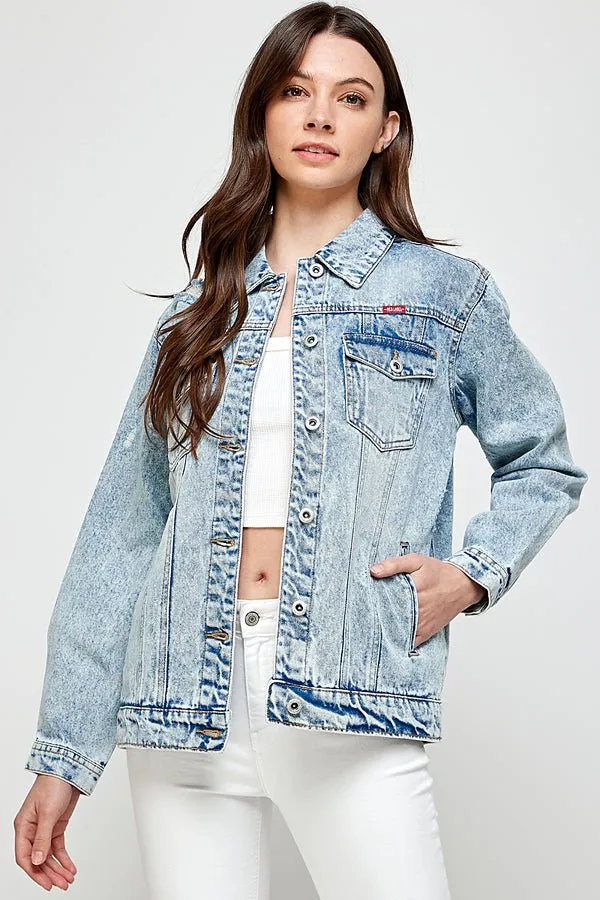 Distressed Casual Denim Jacket