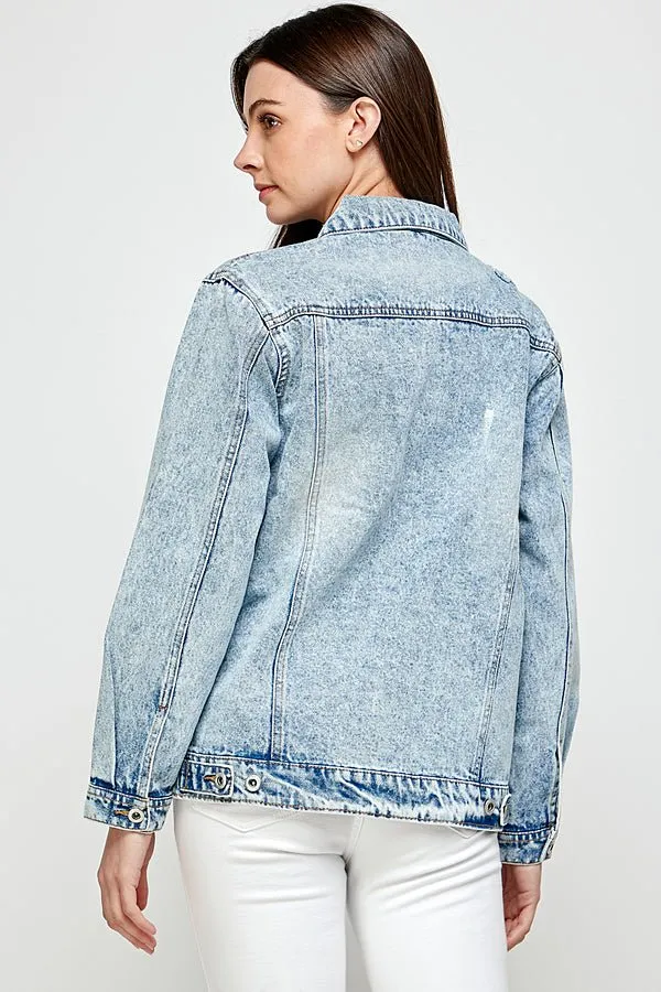 Distressed Casual Denim Jacket