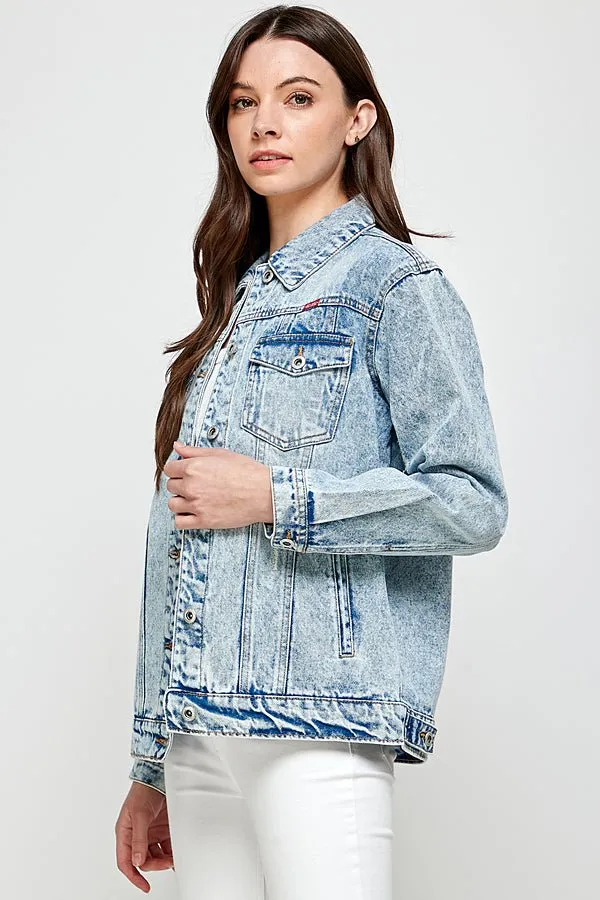 Distressed Casual Denim Jacket