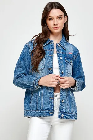 Distressed Casual Denim Jacket