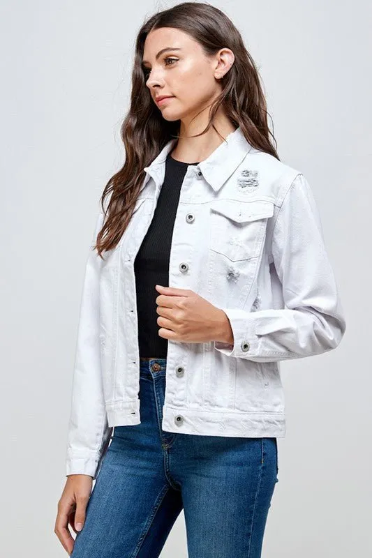 Distressed Casual Denim Jacket