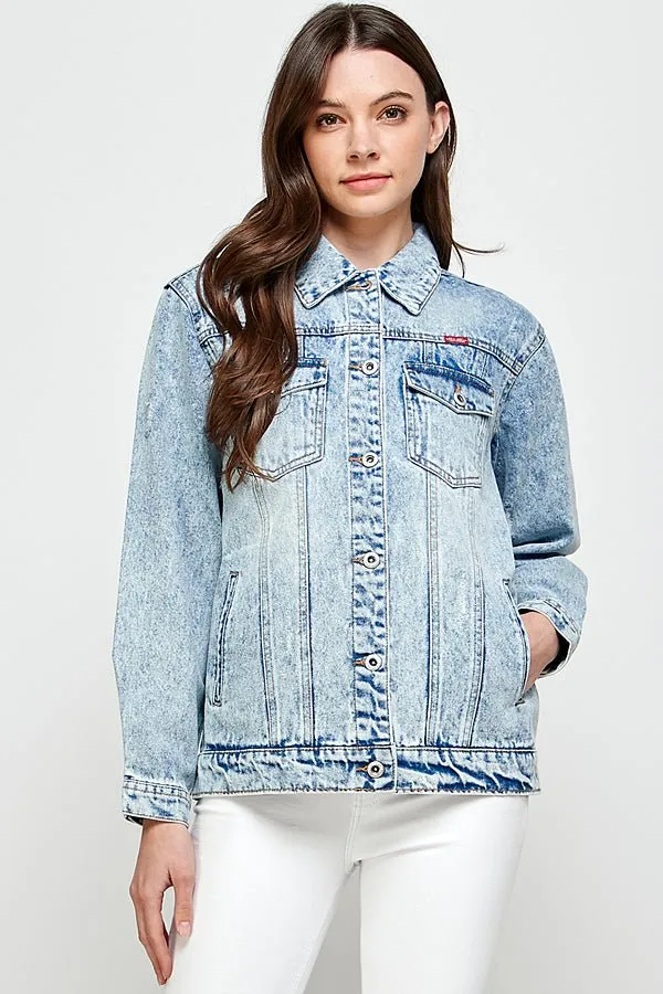 Distressed Casual Denim Jacket