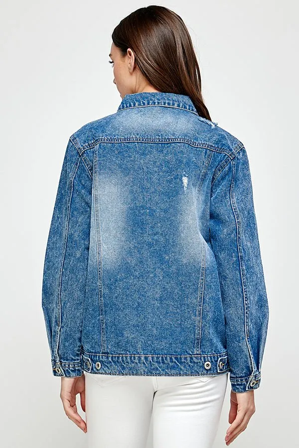 Distressed Casual Denim Jacket