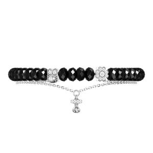 Double Layered Black Spinel Rondelle Bracelet