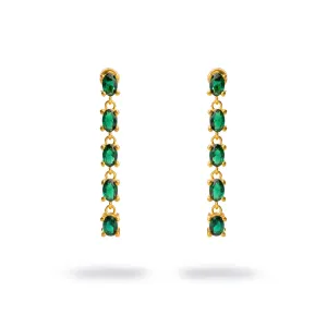 Drop Down Green Emerald Earrings