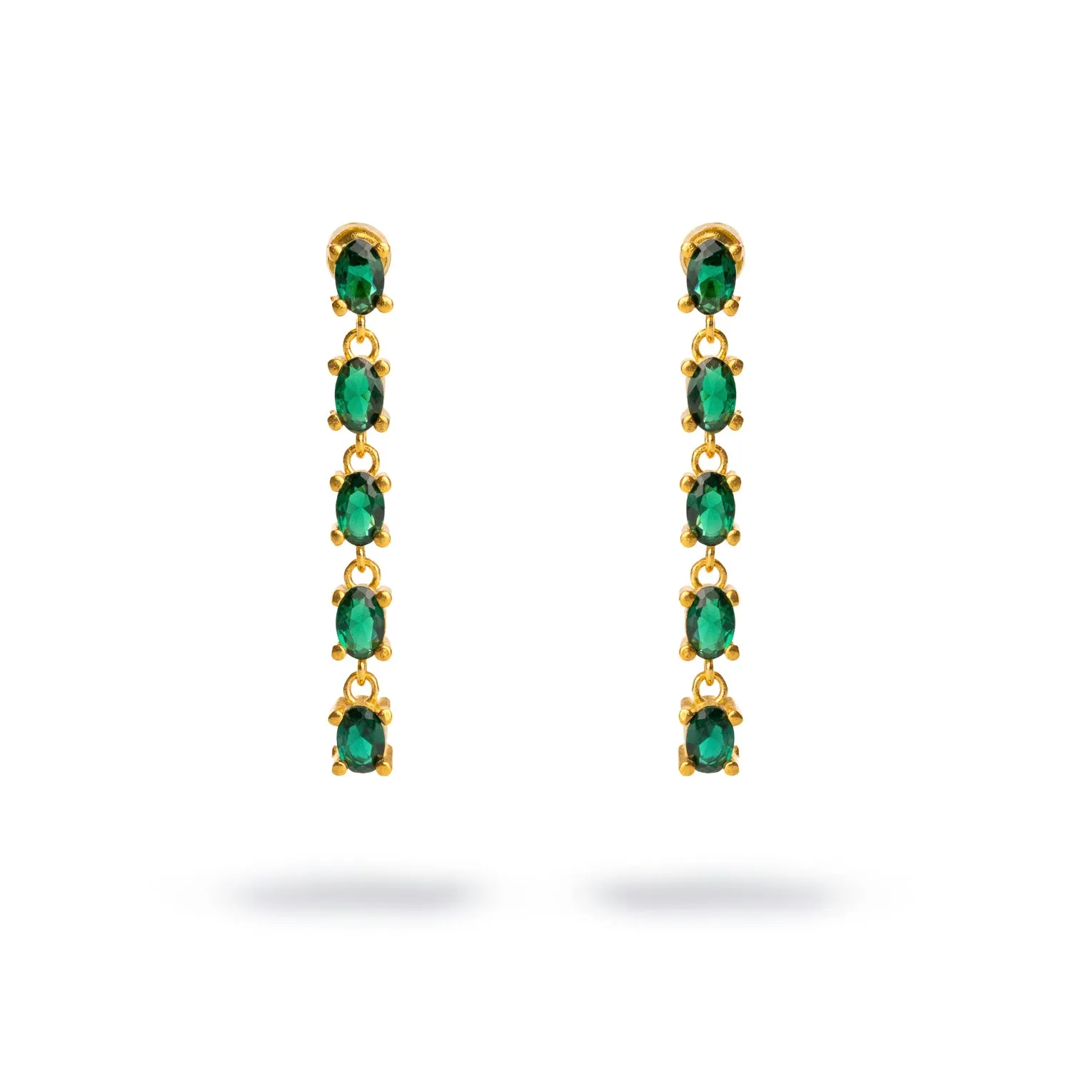 Drop Down Green Emerald Earrings