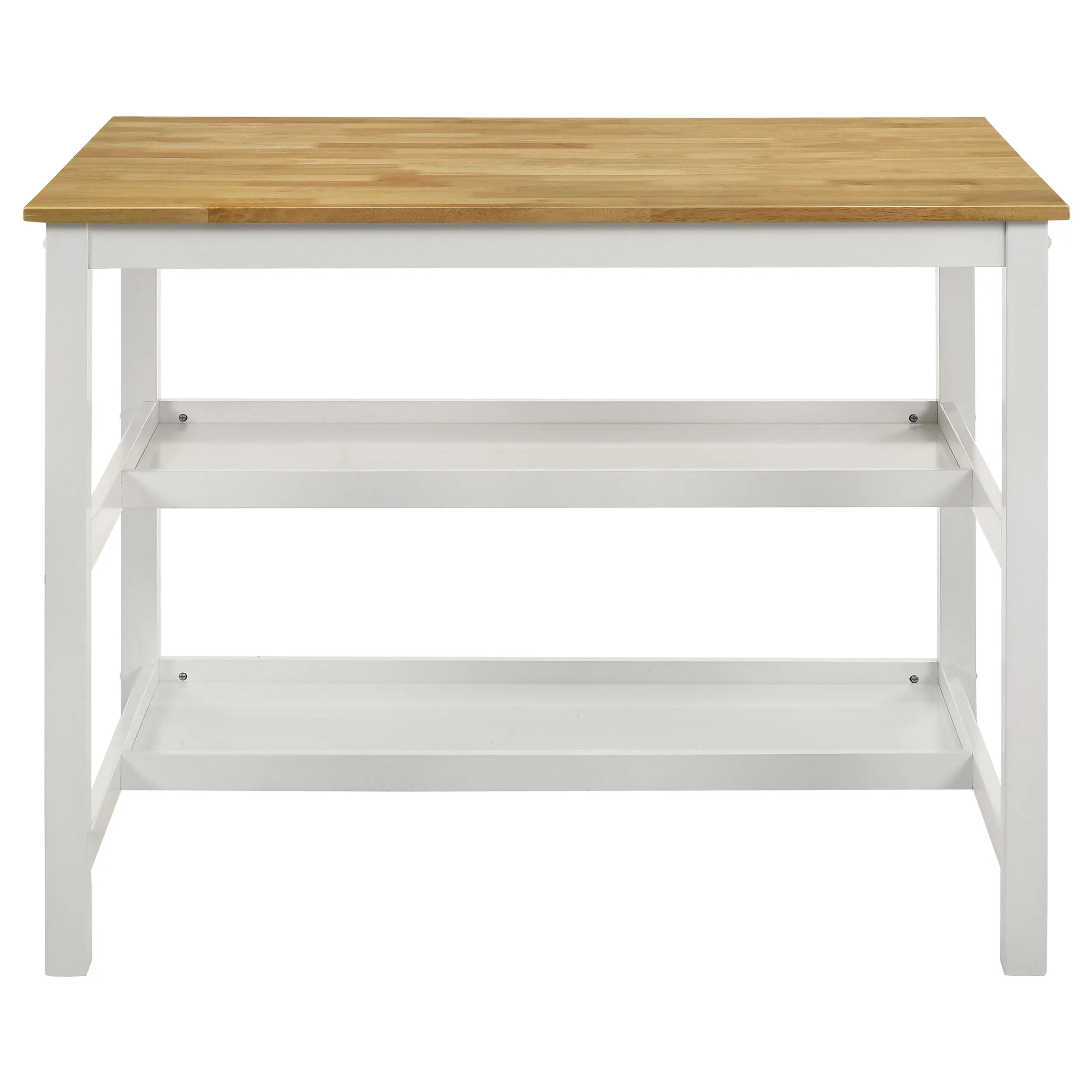 Edgeworth Kitchen Island Counter Table with Pot Rack White