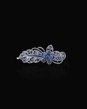 Elegant Bridal 14k White Gold Hair Pin with Set of Signature Silver Bobby Pins