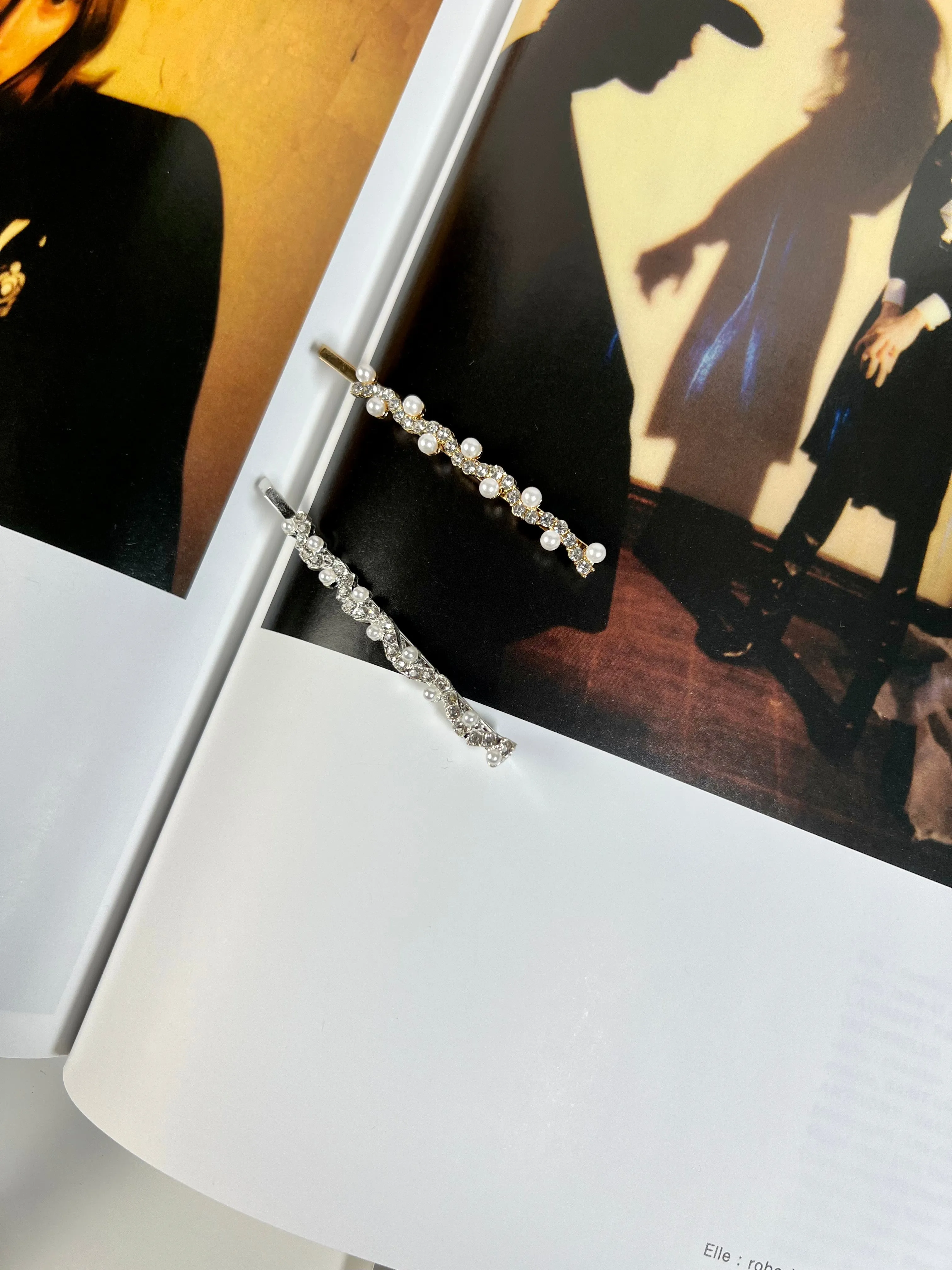 Elegant Pearl French Bobby Pins in Siliver