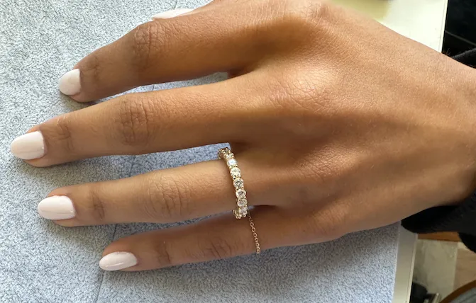 Eternity Ring 18kt Yellow Gold 21 Round Diamonds 1.66cts