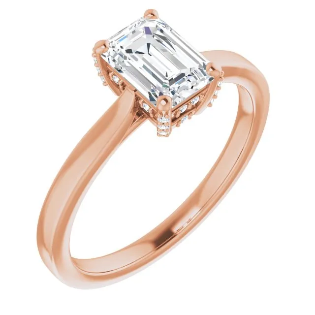 Eva Emerald Diamond Solitaire Engagement Ring