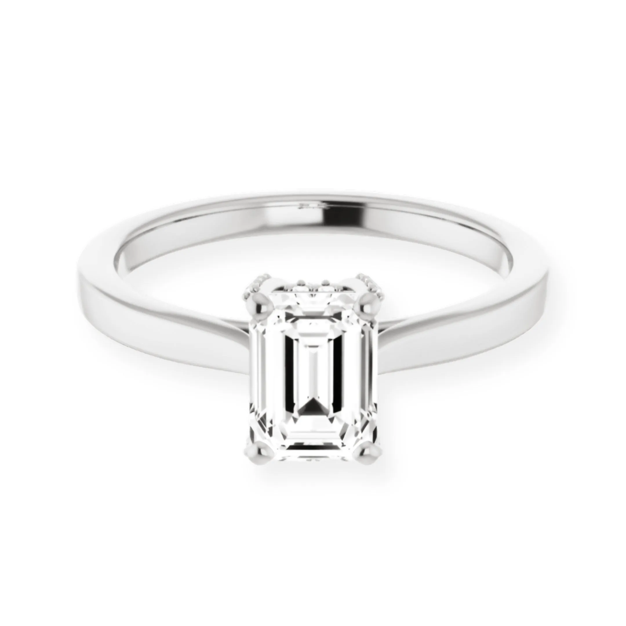 Eva Emerald Diamond Solitaire Engagement Ring