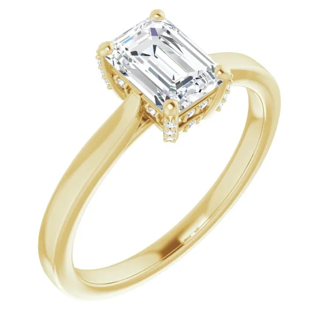 Eva Emerald Diamond Solitaire Engagement Ring