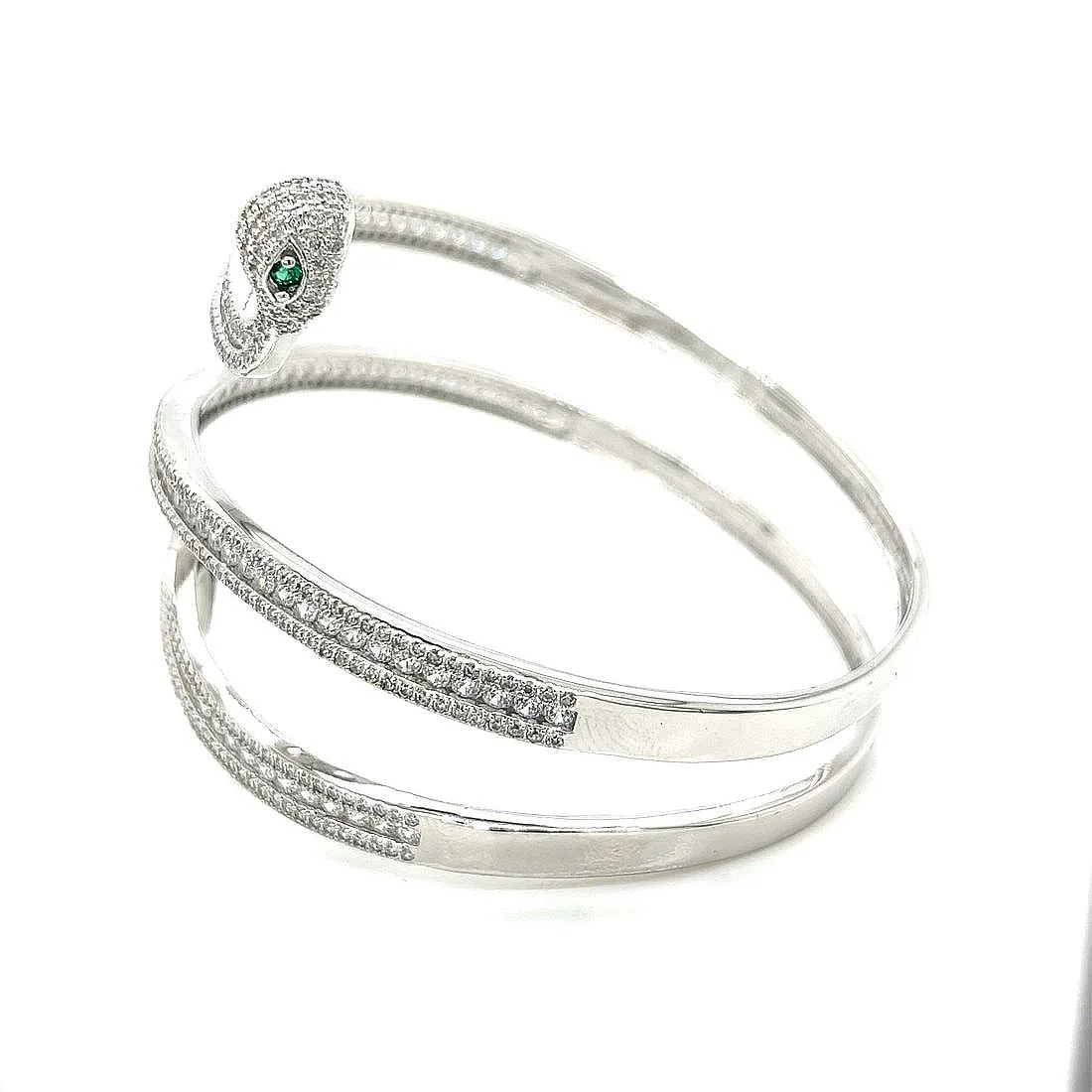 Eve Wrap Bracelet Snake Wrap Green eyes Zirconia Bangle
