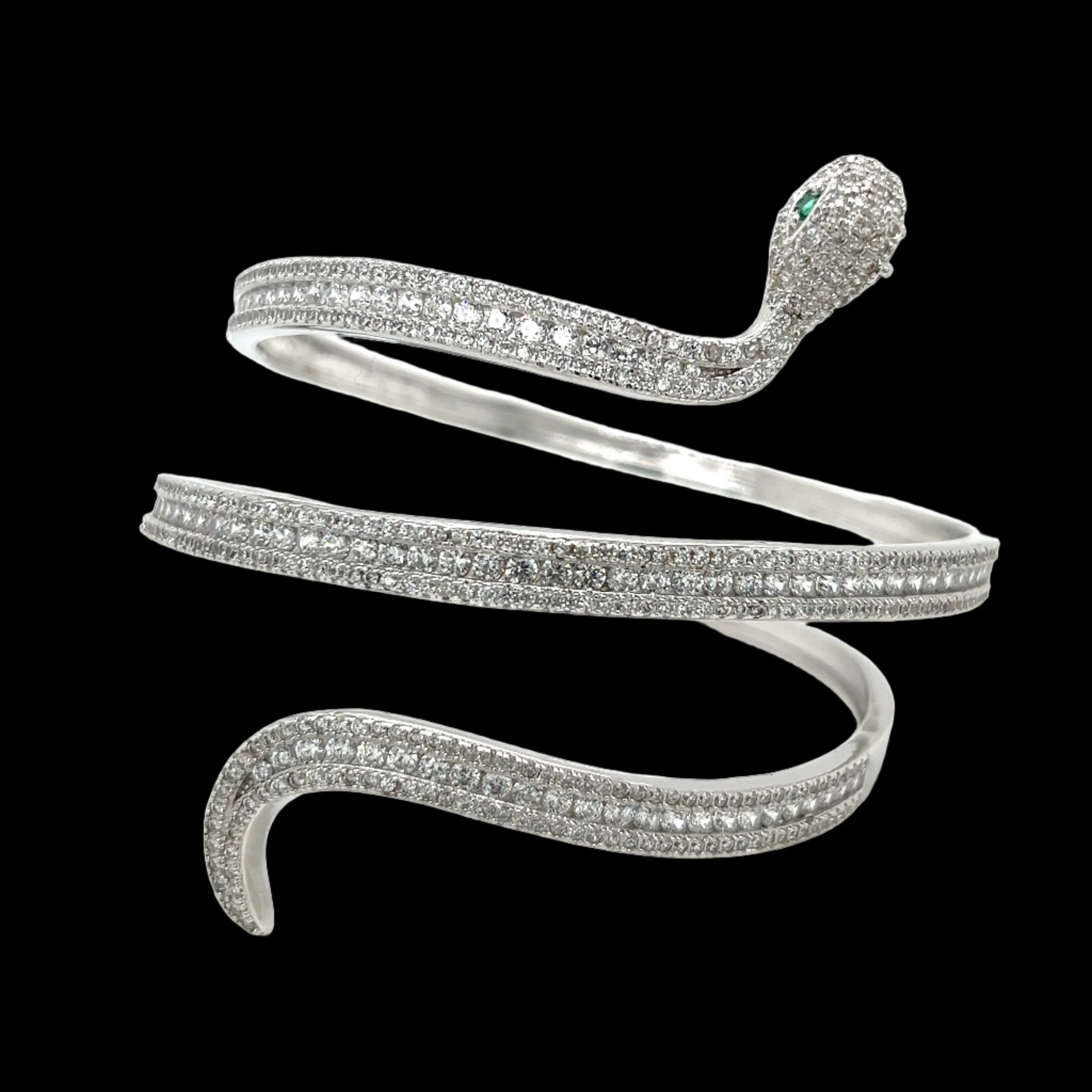 Eve Wrap Bracelet Snake Wrap Green eyes Zirconia Bangle