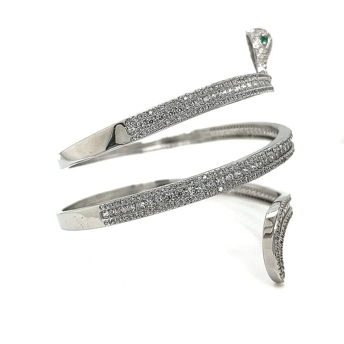 Eve Wrap Bracelet Snake Wrap Green eyes Zirconia Bangle
