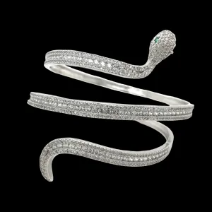 Eve Wrap Bracelet Snake Wrap Green eyes Zirconia Bangle