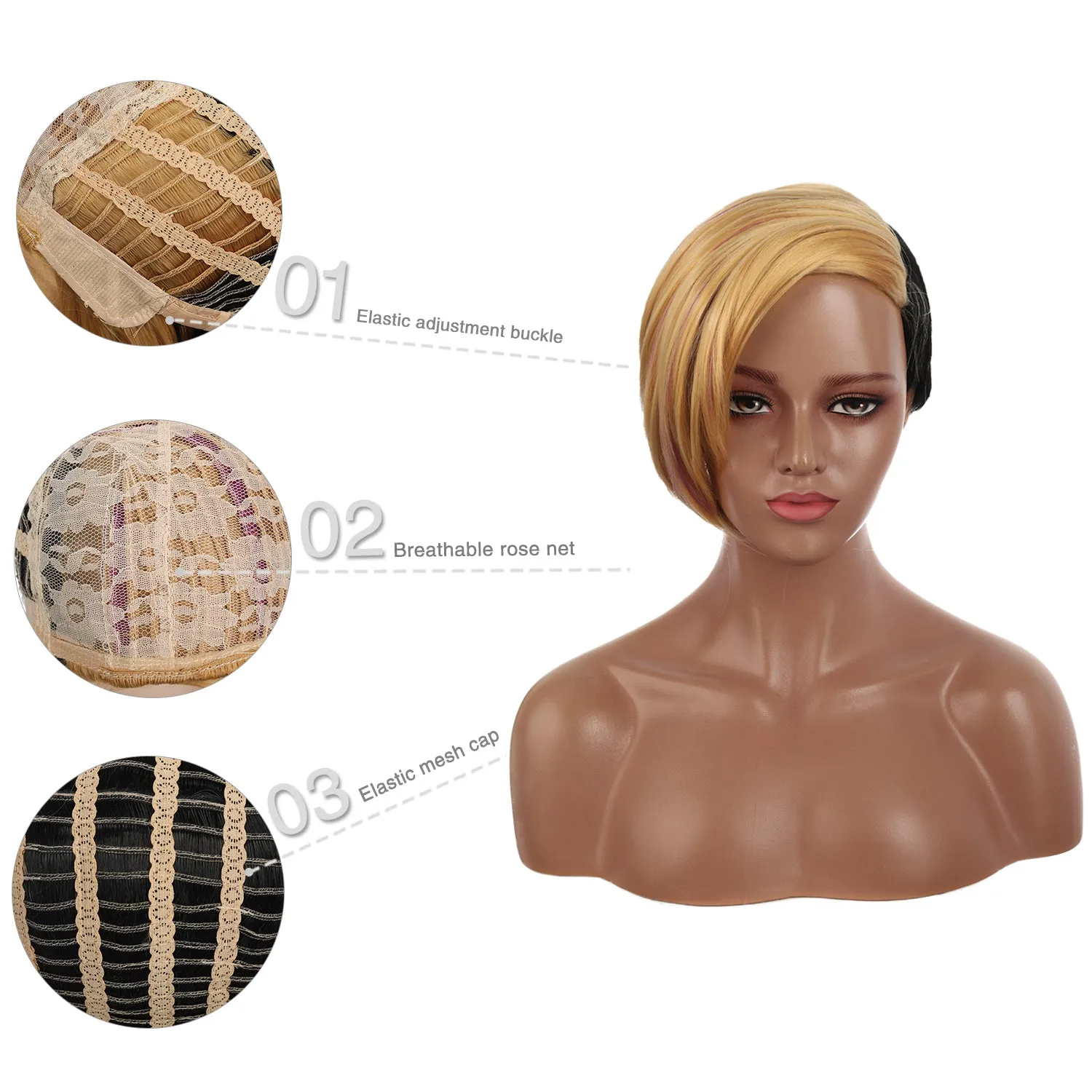 Evyleena | Blonde Short Pixie Cut Wavy Synthetic Hair Wig