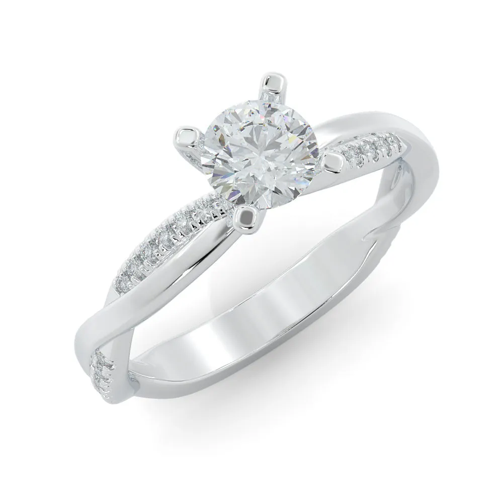 Faint Glow twisted Shank Natural Round  Diamond Engagement Ring